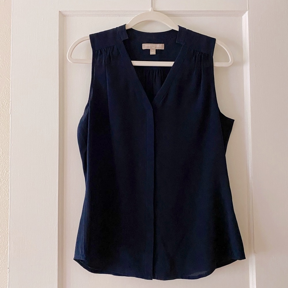 Banana Republic Navy Silk Top